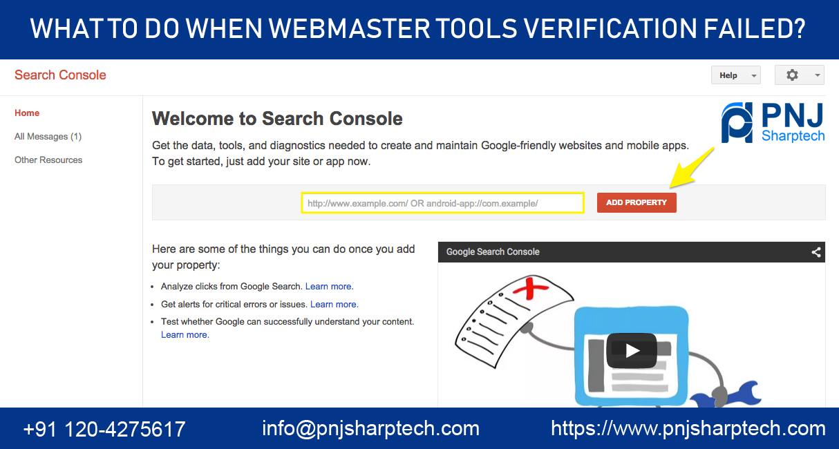webmaster tools verification failed