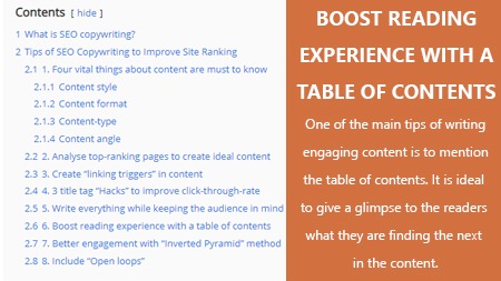 Boost reading experience with a table of contents