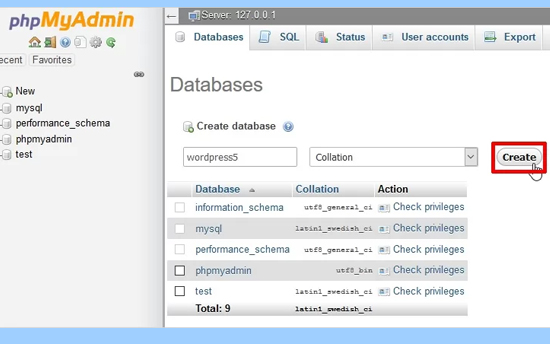 Create a Localhost Database